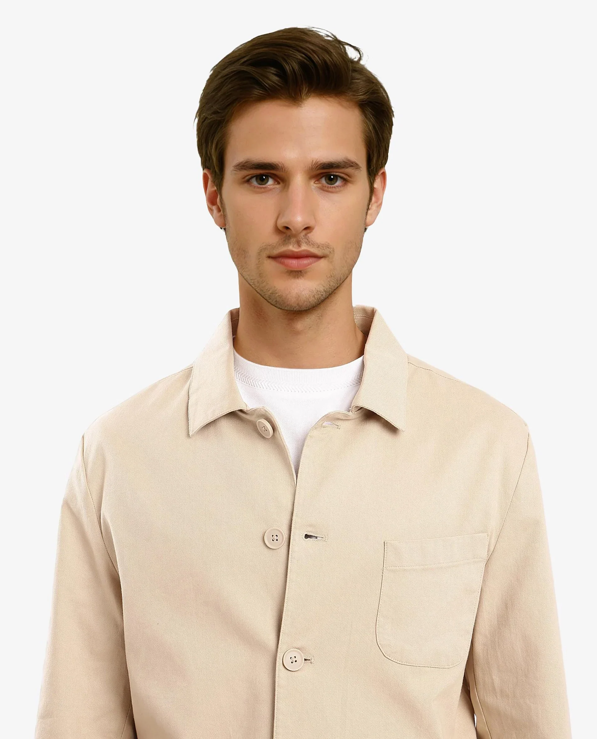 Rare Rabbit Men's Torroy Beige Cotton Blend Plain Regular Fit Full Sleeve Spread Collar Jacket - Image 3