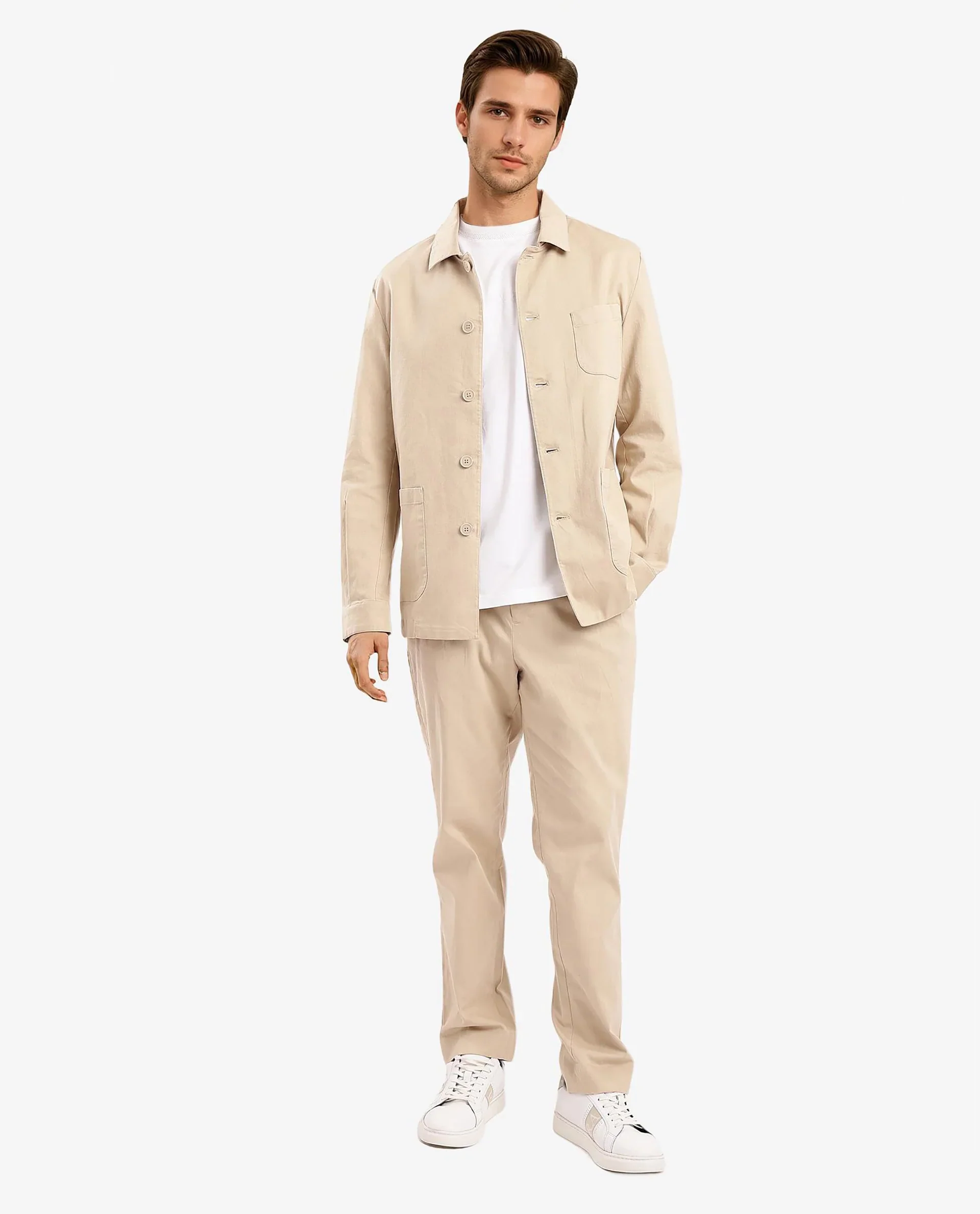 Rare Rabbit Men's Torroy Beige Cotton Blend Plain Regular Fit Full Sleeve Spread Collar Jacket - Image 4
