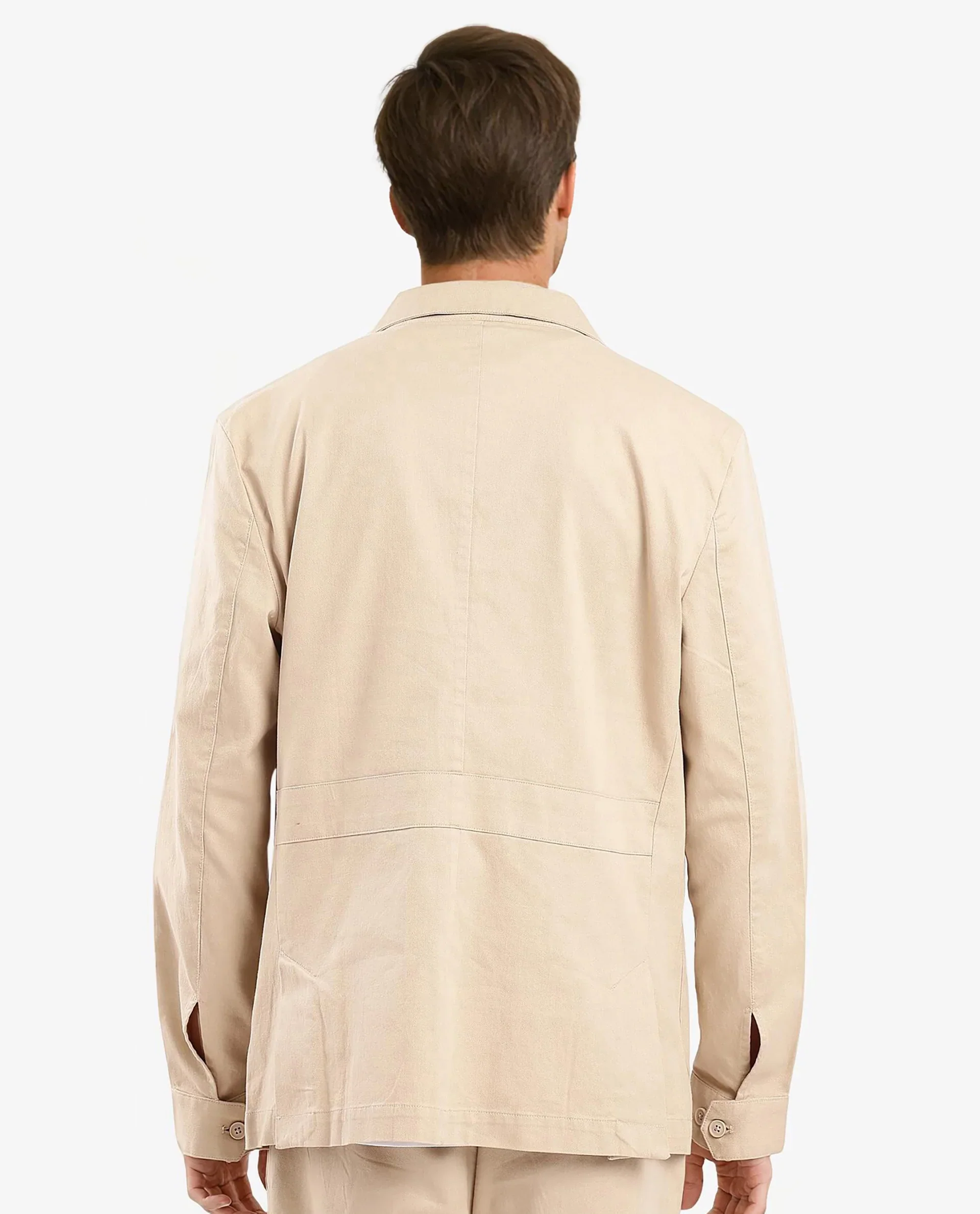 Rare Rabbit Men's Torroy Beige Cotton Blend Plain Regular Fit Full Sleeve Spread Collar Jacket - Image 5