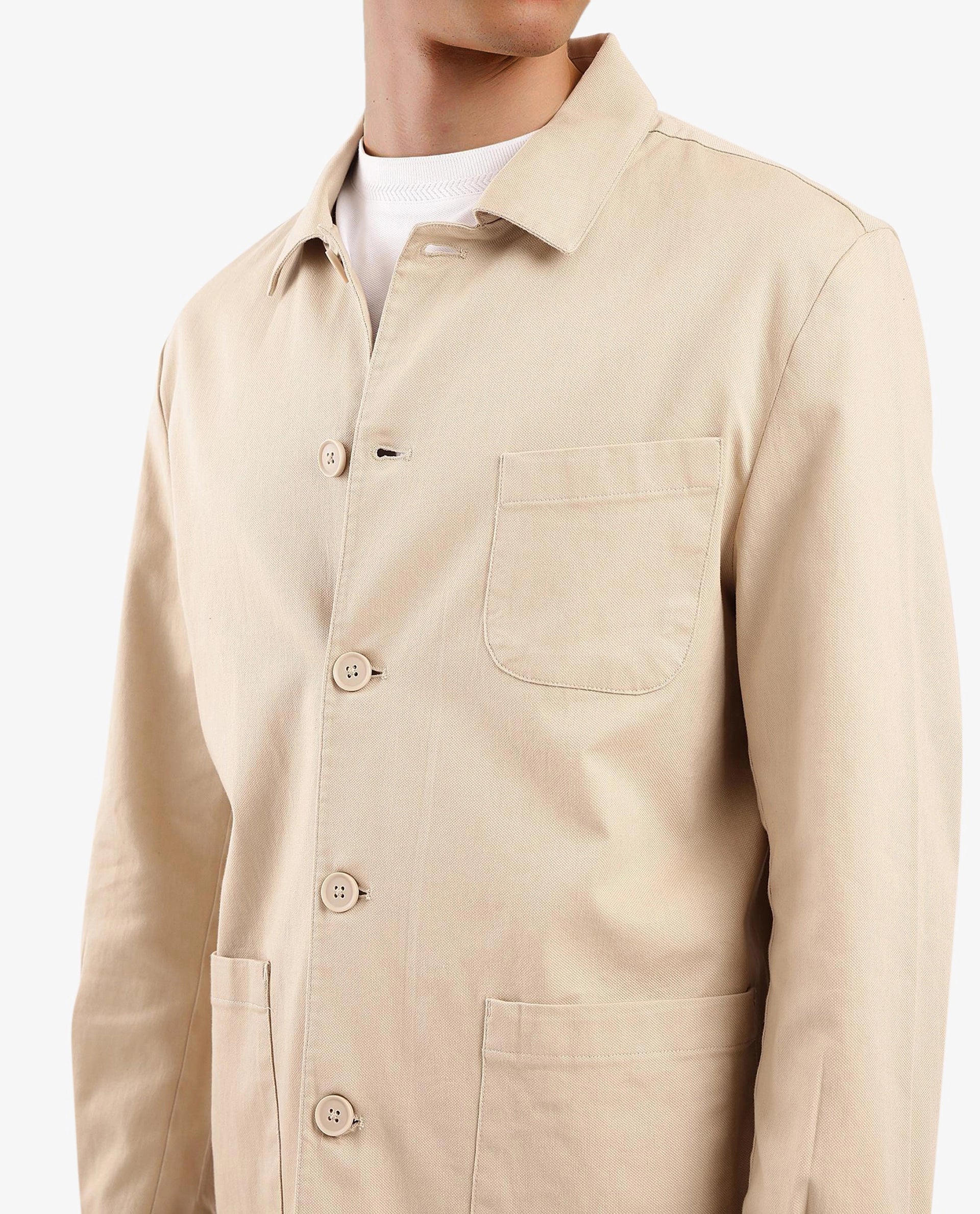 Rare Rabbit Men's Torroy Beige Cotton Blend Plain Regular Fit Full Sleeve Spread Collar Jacket - Image 7