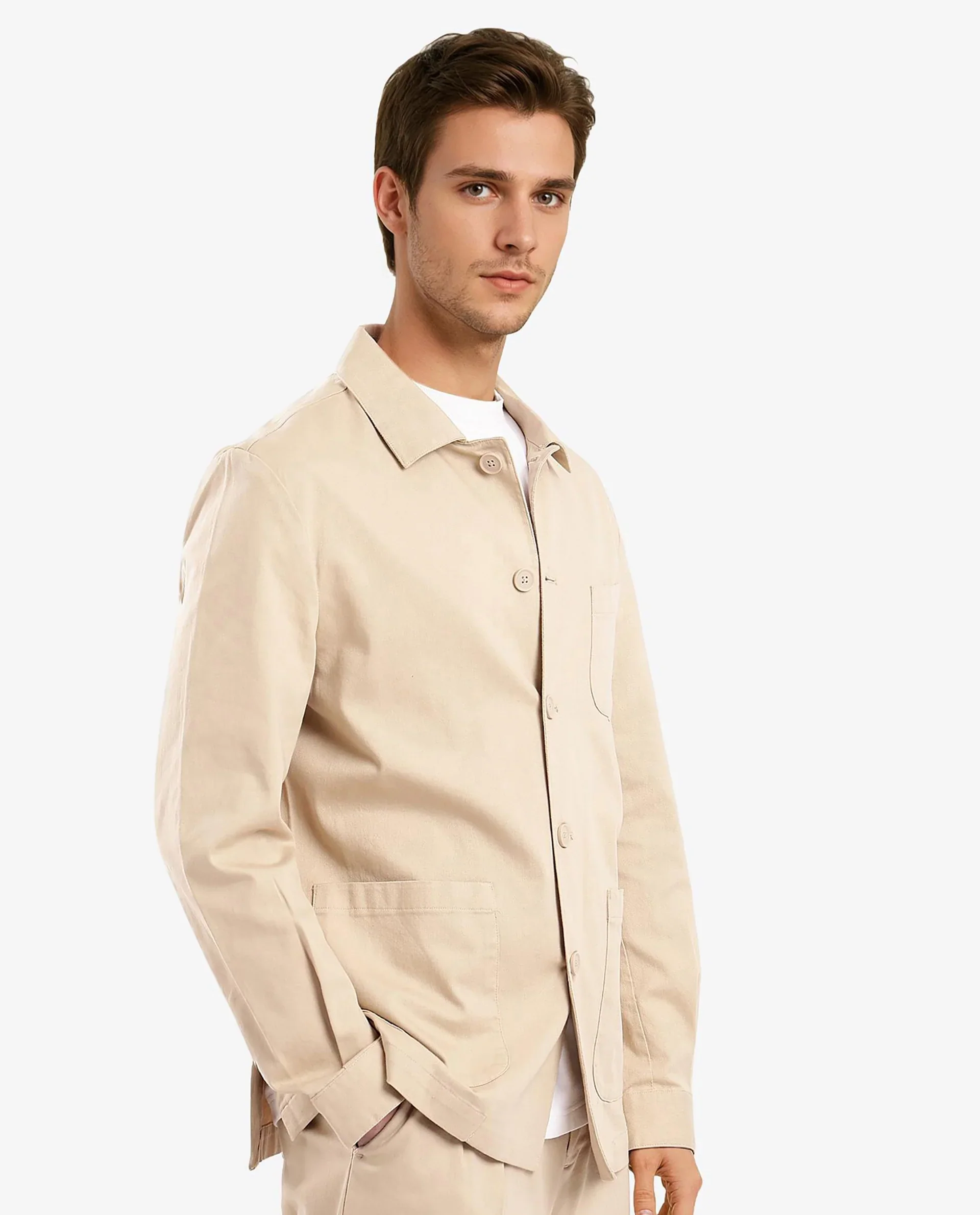 Rare Rabbit Men's Torroy Beige Cotton Blend Plain Regular Fit Full Sleeve Spread Collar Jacket - Image 8
