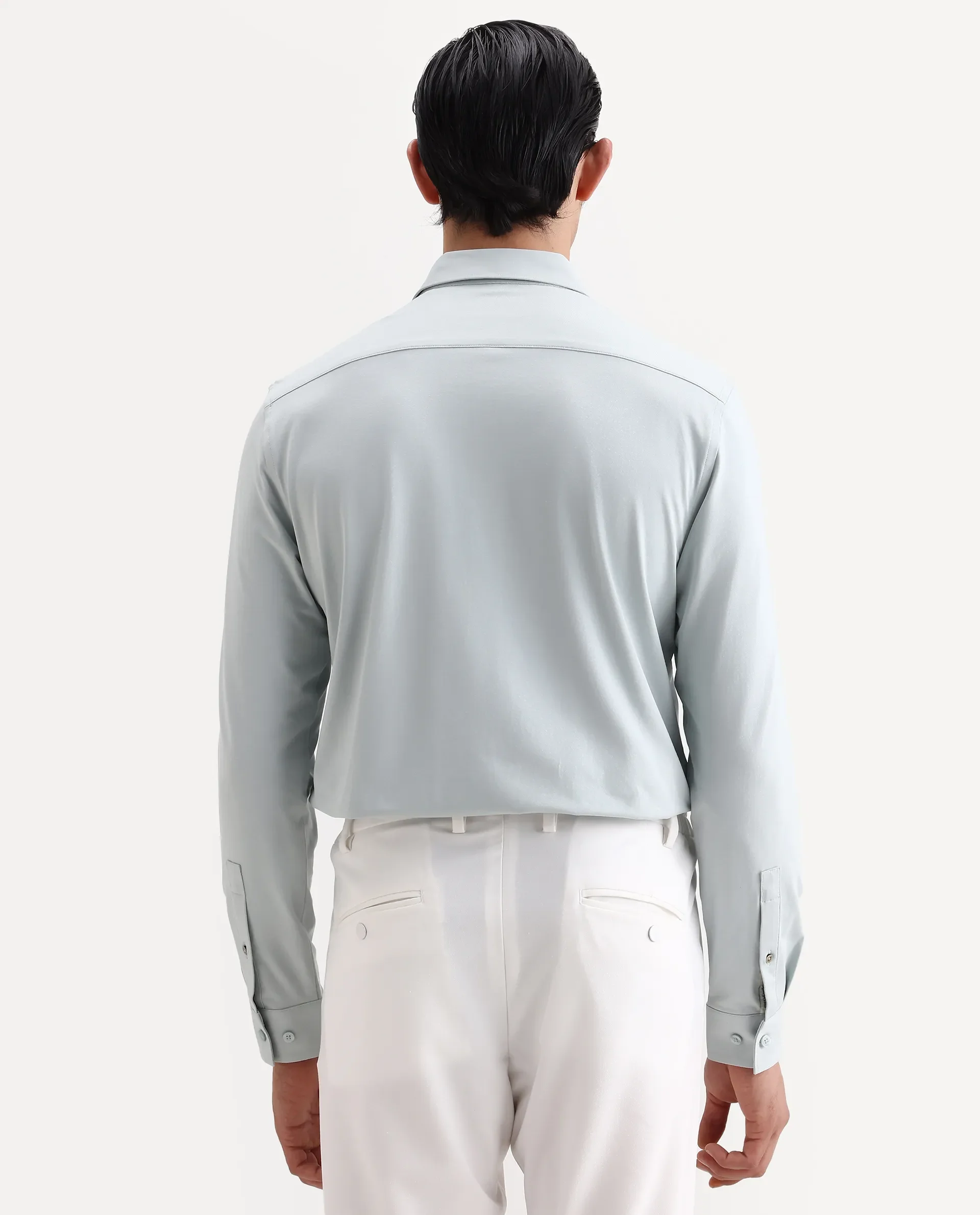 Rare Rabbit Men's Tour-Ss26 Pastel Green Cotton Fabric Full Sleeve Spread Collar Regular Fit Plain Shirt - Image 7