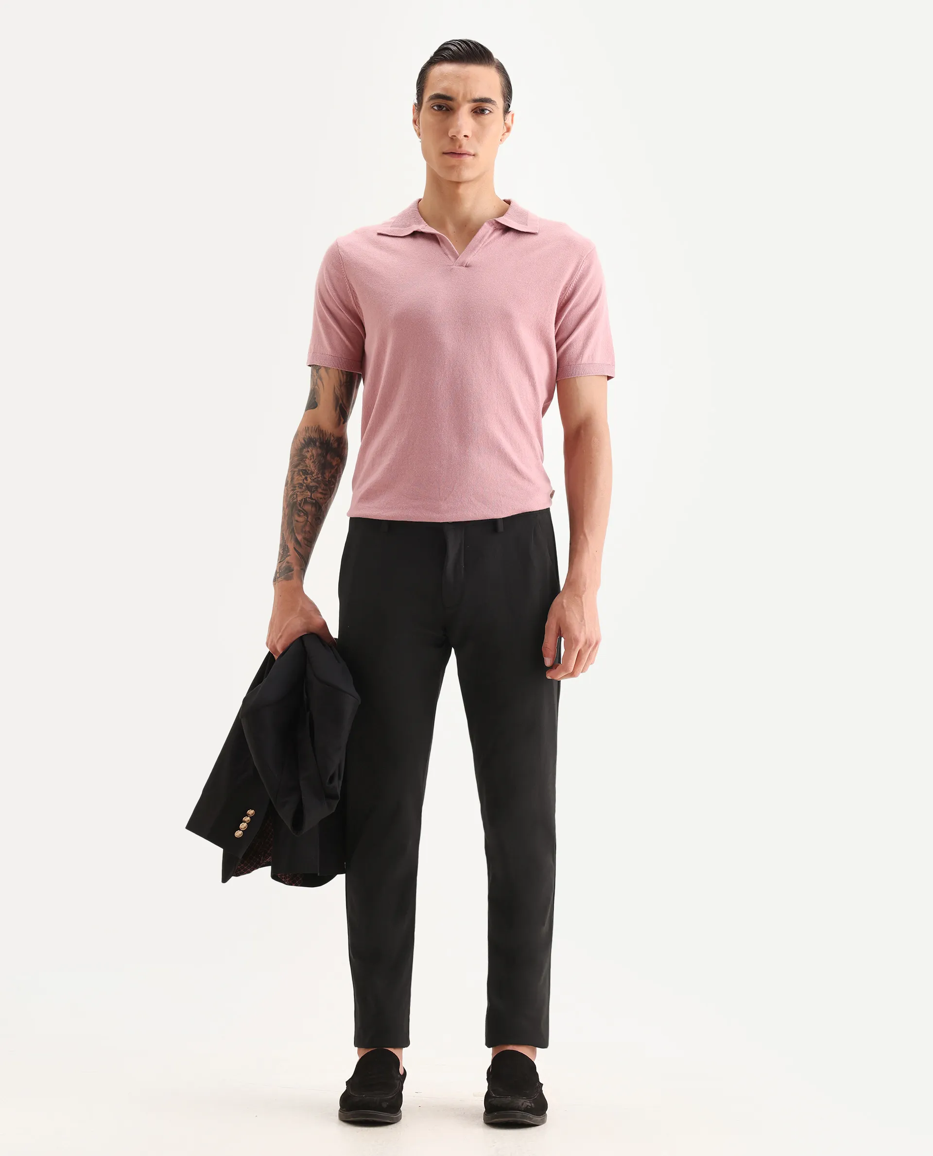 Rare Rabbit Men's Travel-22 Maroon Polyester Viscose Fabric Button & Zip Closure Slim Fit Trouser