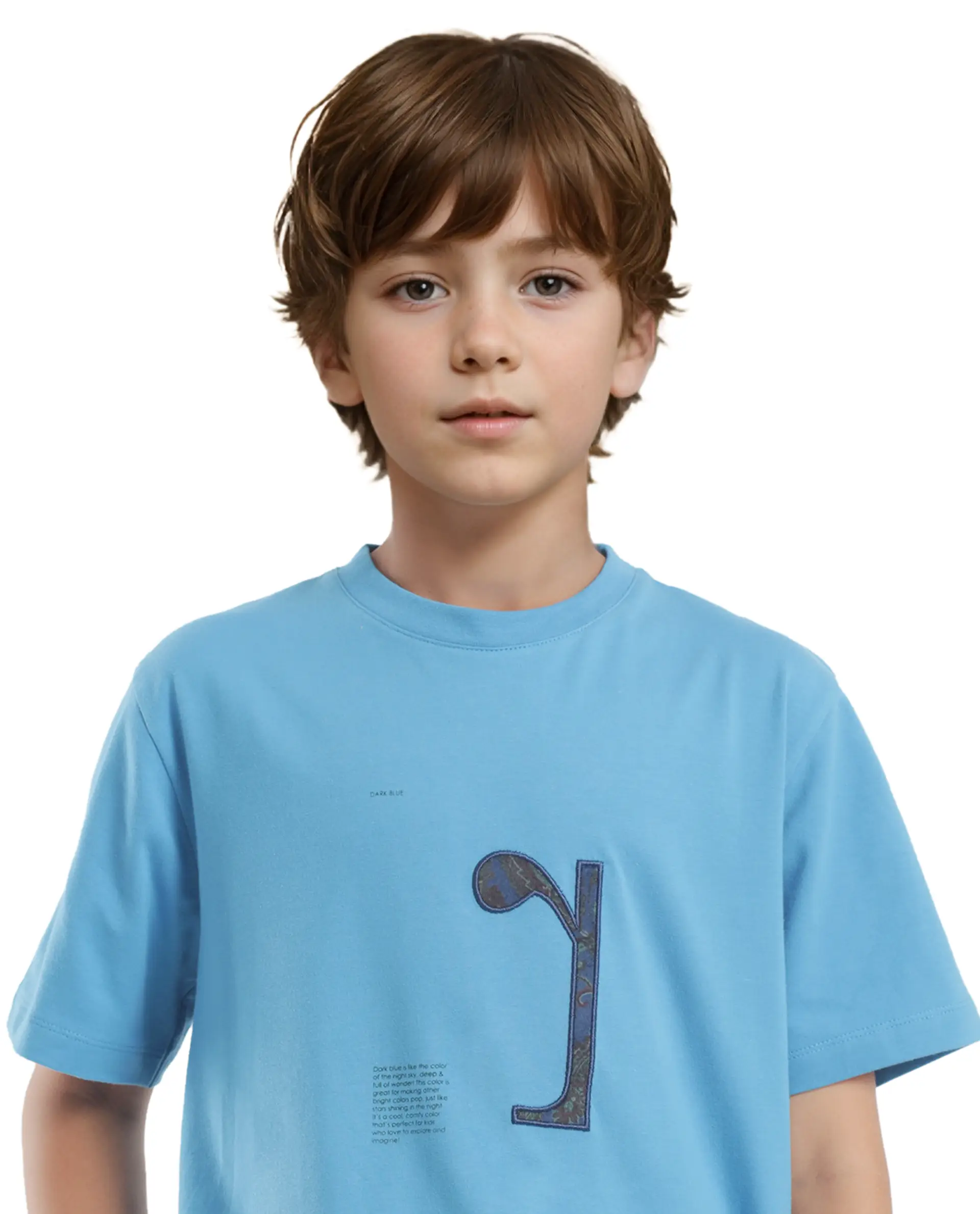Rare Ones Kids Vel Blue Cotton Half Sleeves Crew Neck Embroidered Print T-Shirt - Image 6