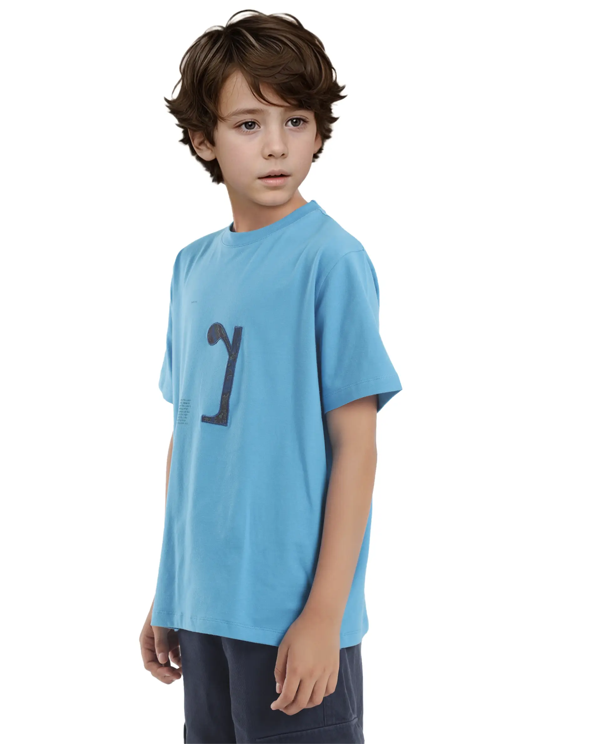 Rare Ones Kids Vel Blue Cotton Half Sleeves Crew Neck Embroidered Print T-Shirt - Image 7