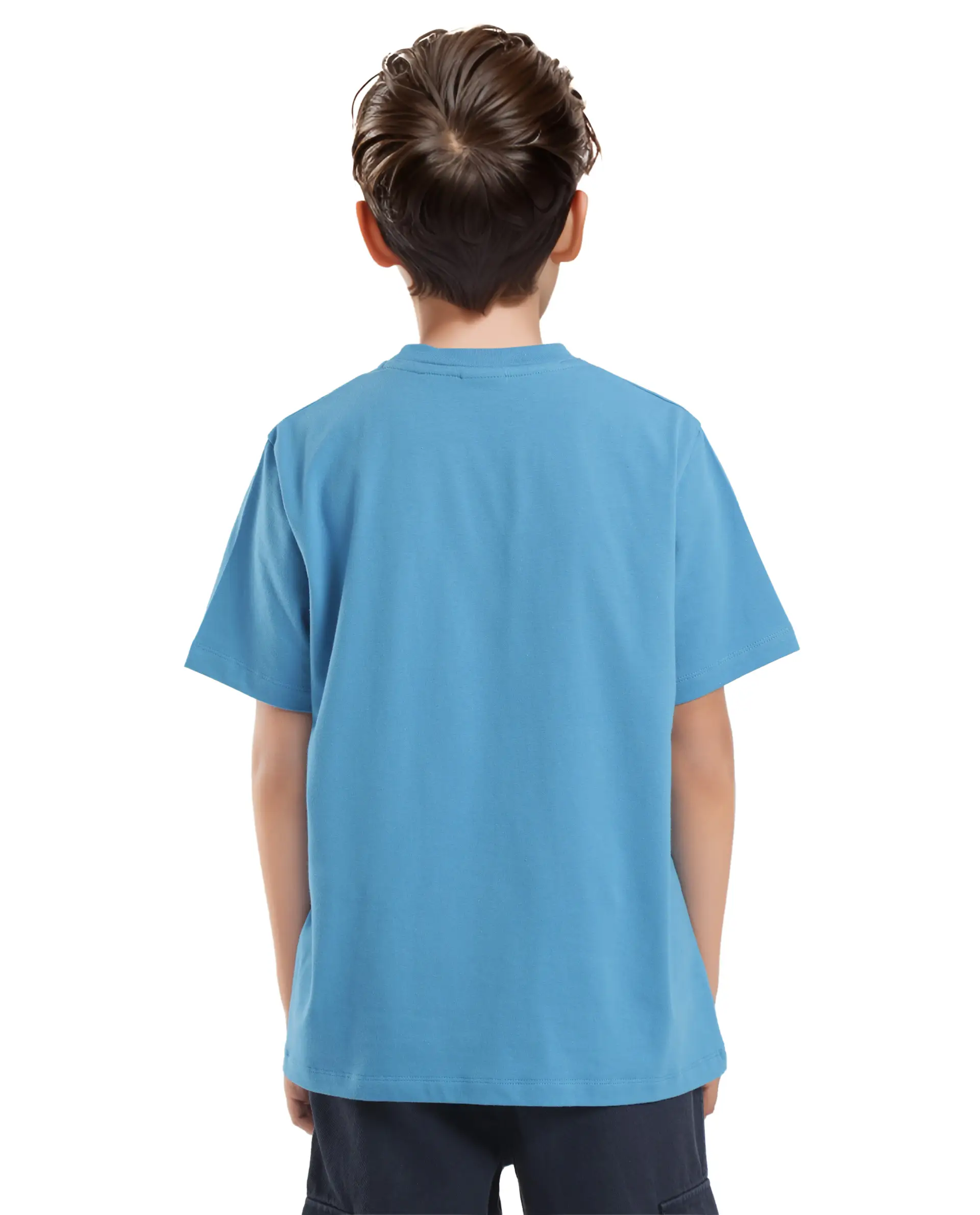 Rare Ones Kids Vel Blue Cotton Half Sleeves Crew Neck Embroidered Print T-Shirt - Image 9