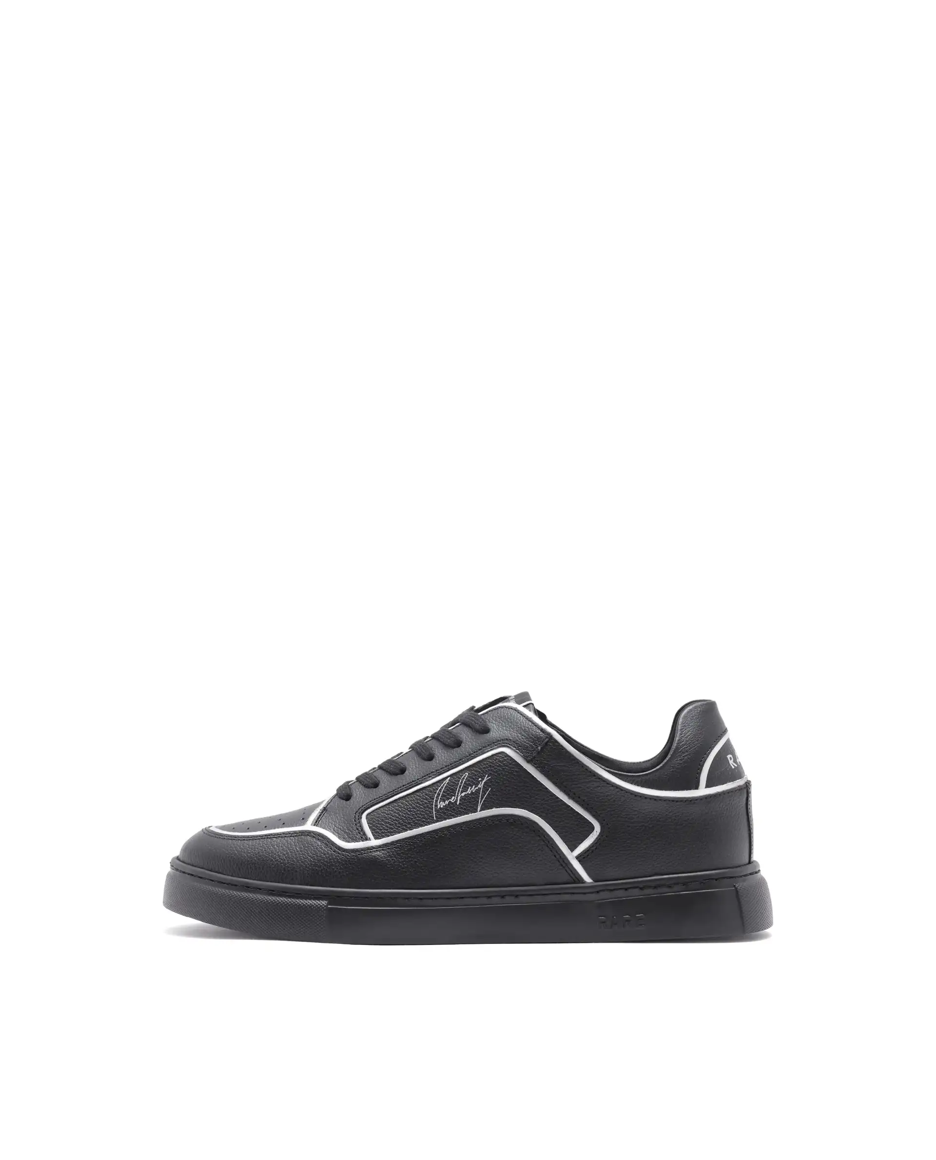 Rare Rabbit Men Veron Black Genuine Leather Dual Tone Low-Top Lace-Up Shoes