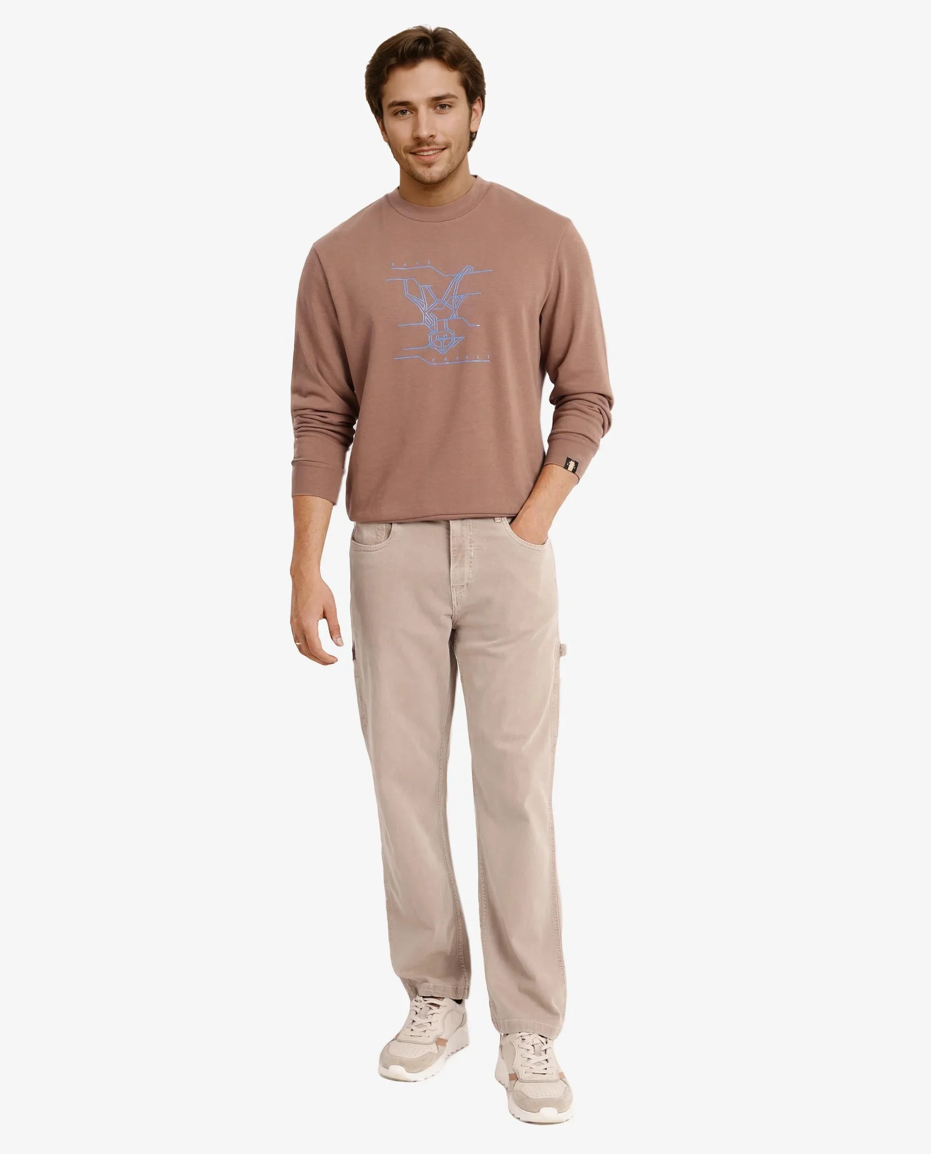 Rare Rabbit Men's Plain Regular Fit Full Sleeve Crew Neck Sweatshirt - Image 3