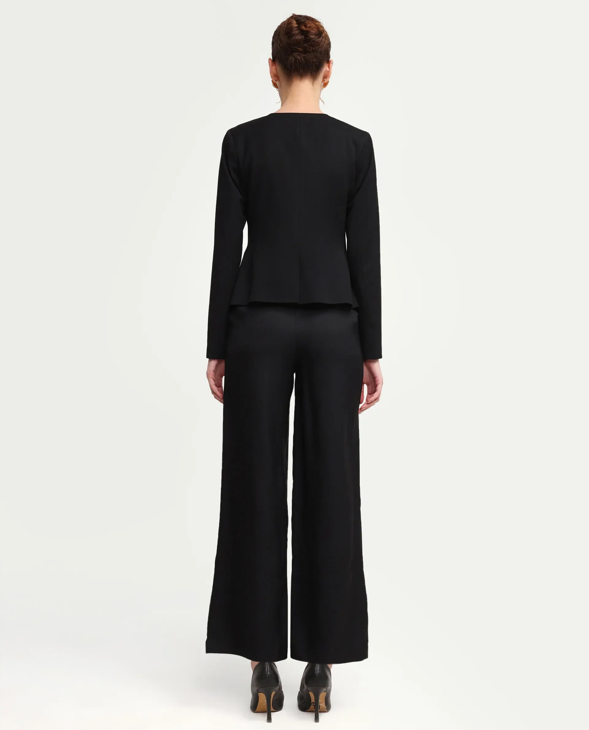 Rareism Women's Vrait Black Polyester Straight Plain Trouser - Image 7