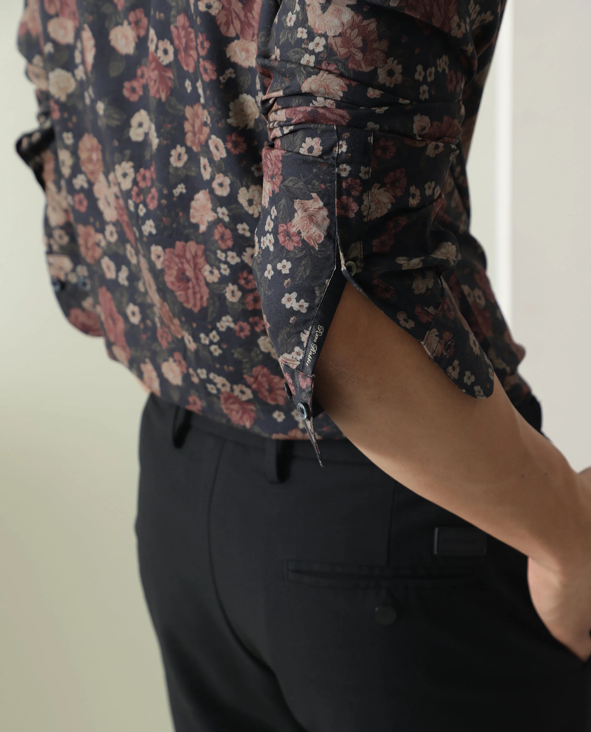 Rare Rabbit Men's Vynill Black Viscose Floral Print Regular Fit Full Sleeve Collared Shirt - Image 8