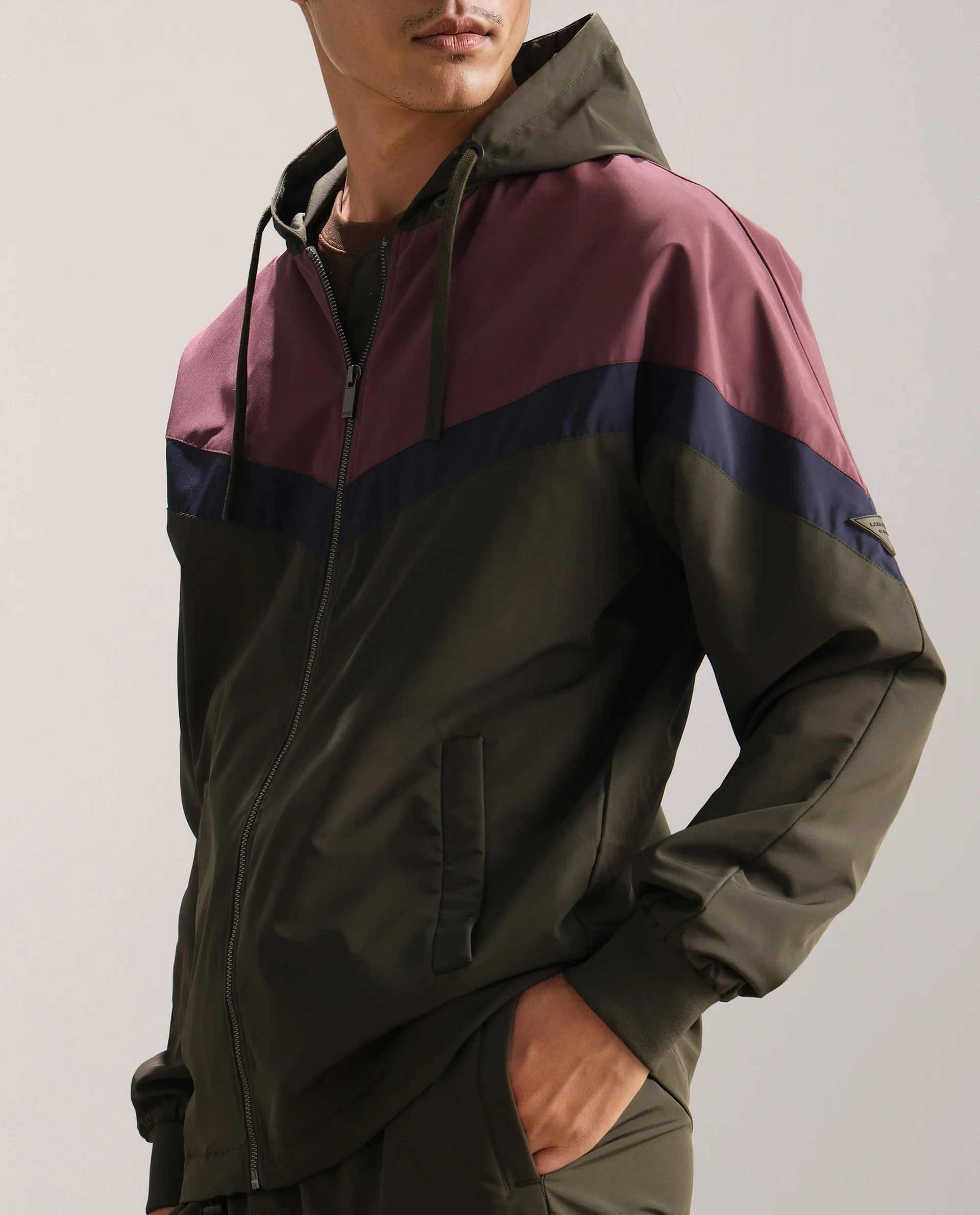 Rare Rabbit Men's Waber Olive Polyester Cut And Sew Regular Fit Full Sleeve Hooded Jacket - Image 4