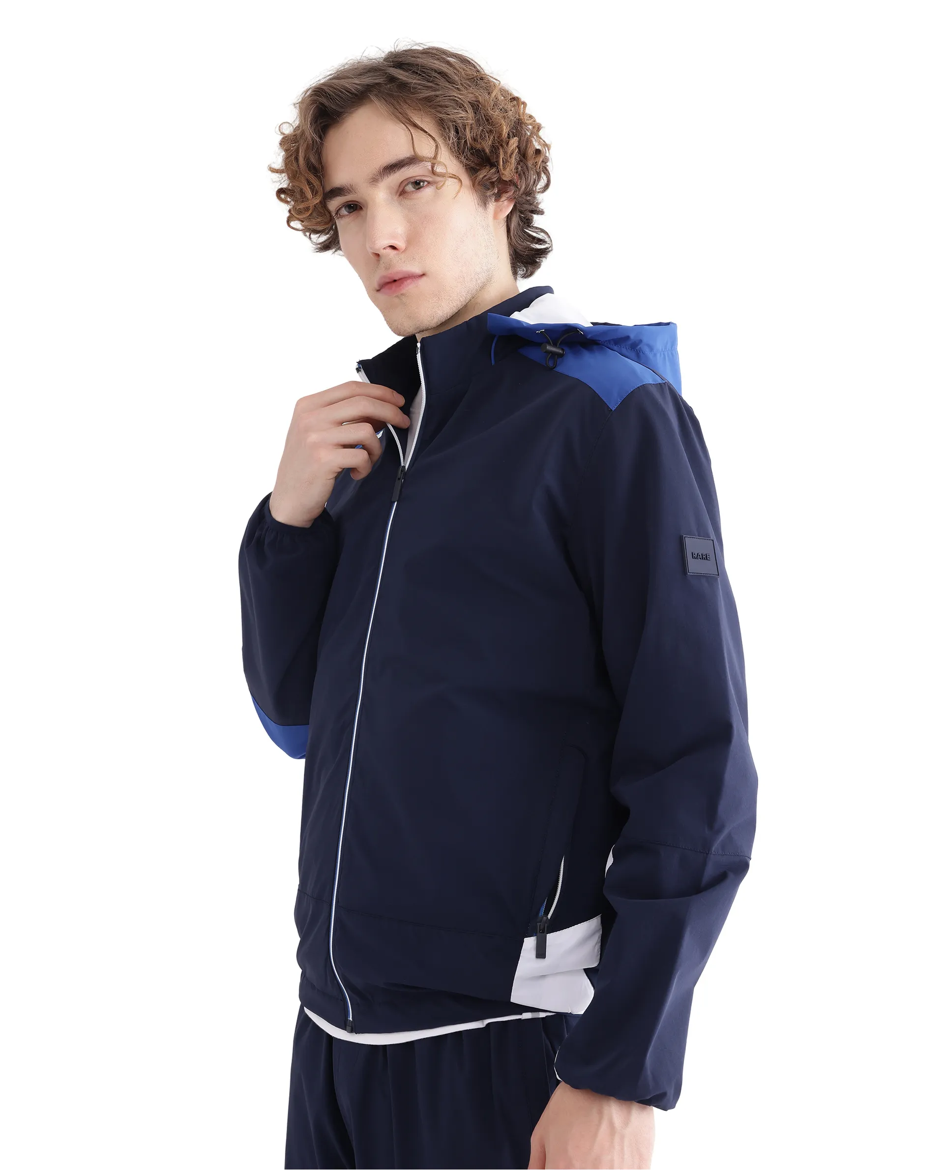 Rare Rabbit Men's Wando Dark Blue Polyester Blend Ombre Regular Fit Full Sleeve Hooded Jacket - Image 5