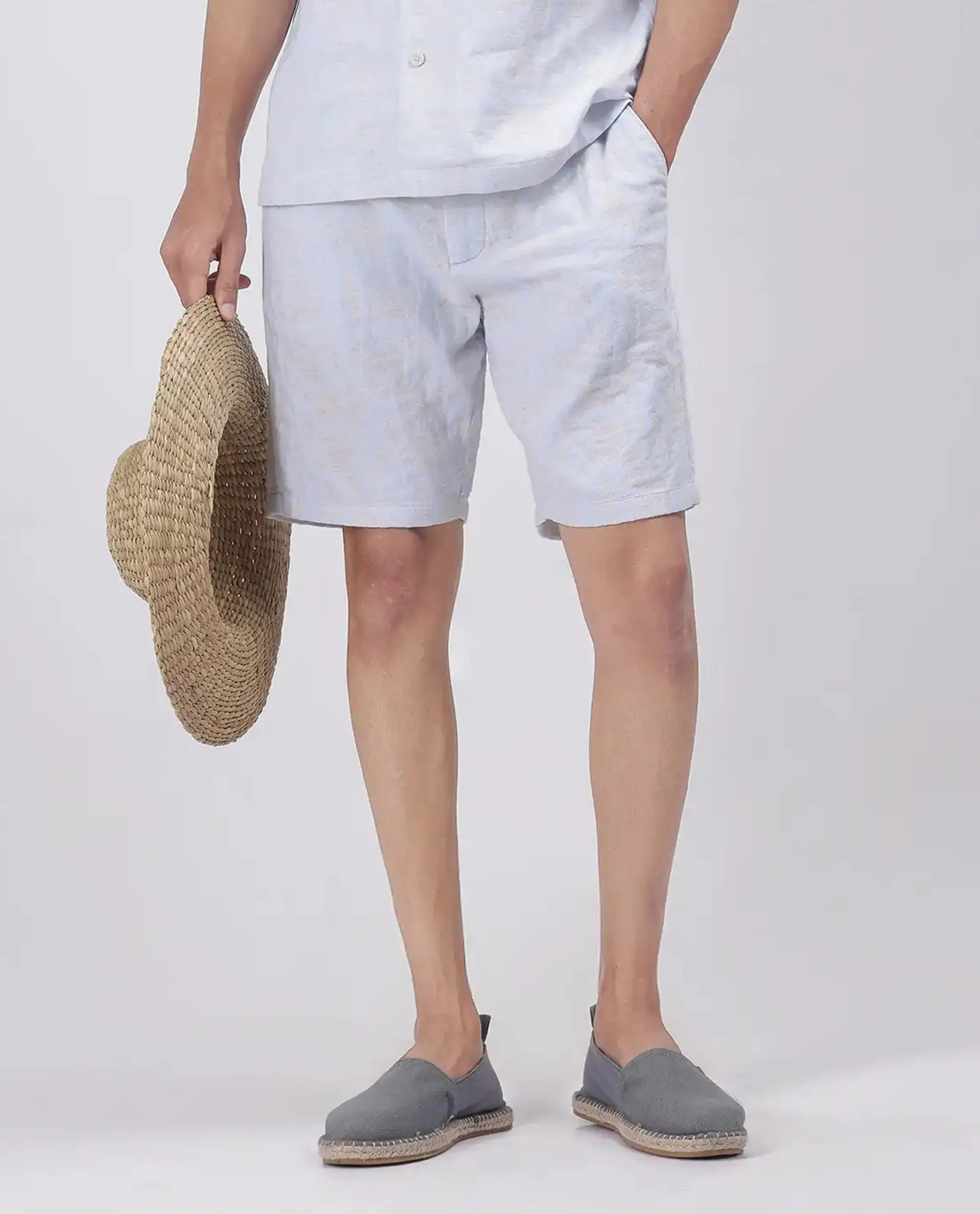 Rare Rabbit Men's Welks Pastel Blue Cotton Blend Jacquard Relaxed Fit Shorts - Image 9