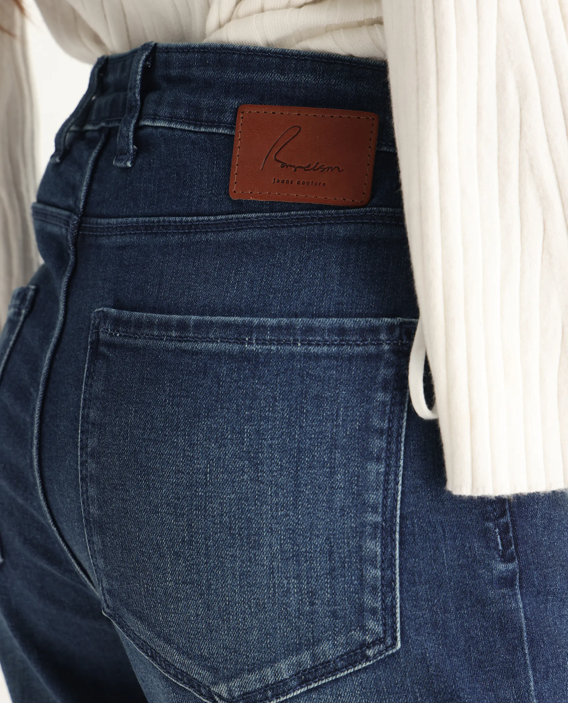 Rareism Women's Winona Blue Cotton Blend Plain Ankle Length Crop Flare Jeans - Image 8