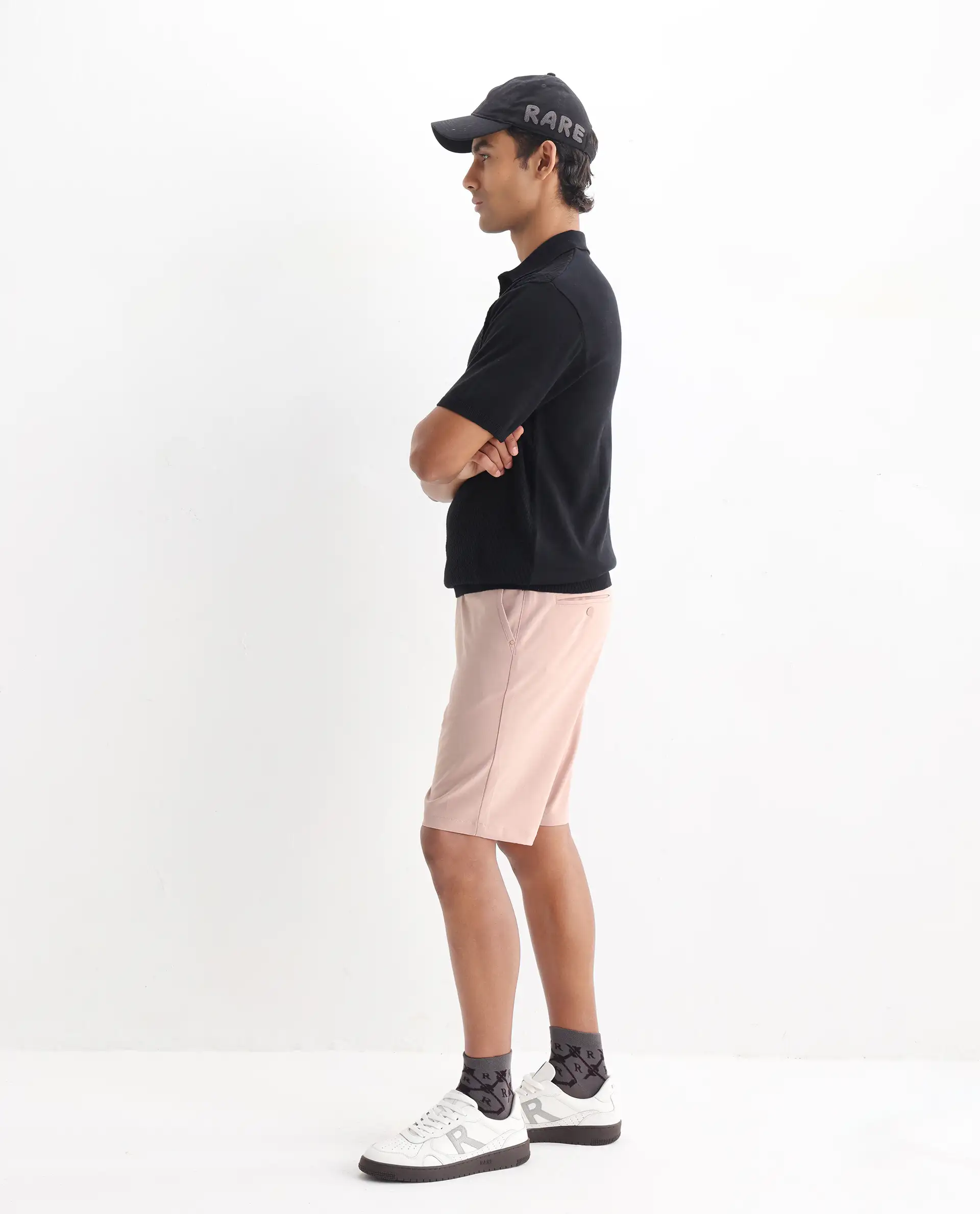 Rare Rabbit Men's Xas Black Cotton Textured Regular Fit Half Sleeve Polo - Image 7