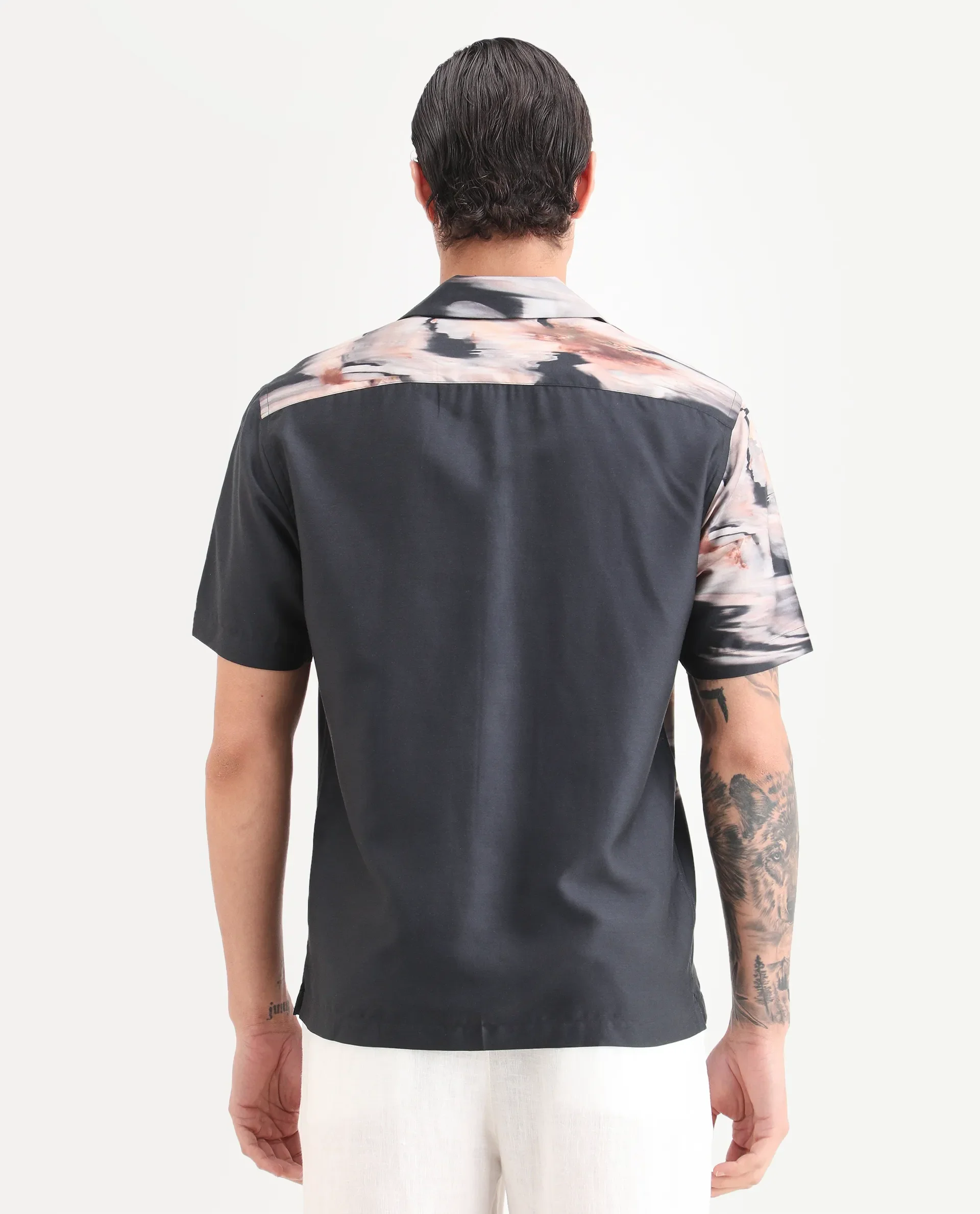 Rare Rabbit Men's Xava Black Cotton Fabric Half Sleeve Regular Fit Floral Print Shirt - Image 7