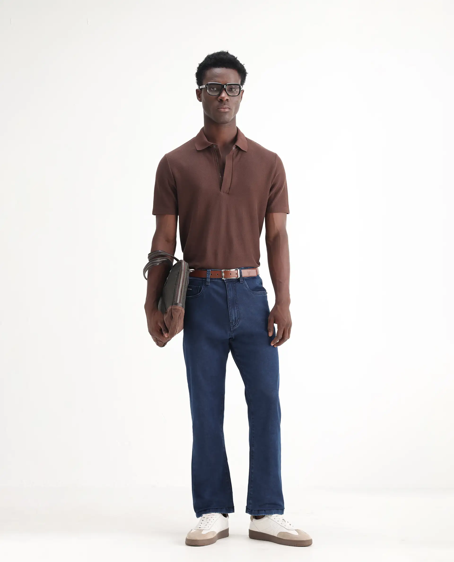 Rare Rabbit Men's Zane Dark Blue Cotton Plain Morris Regular Fit Jeans