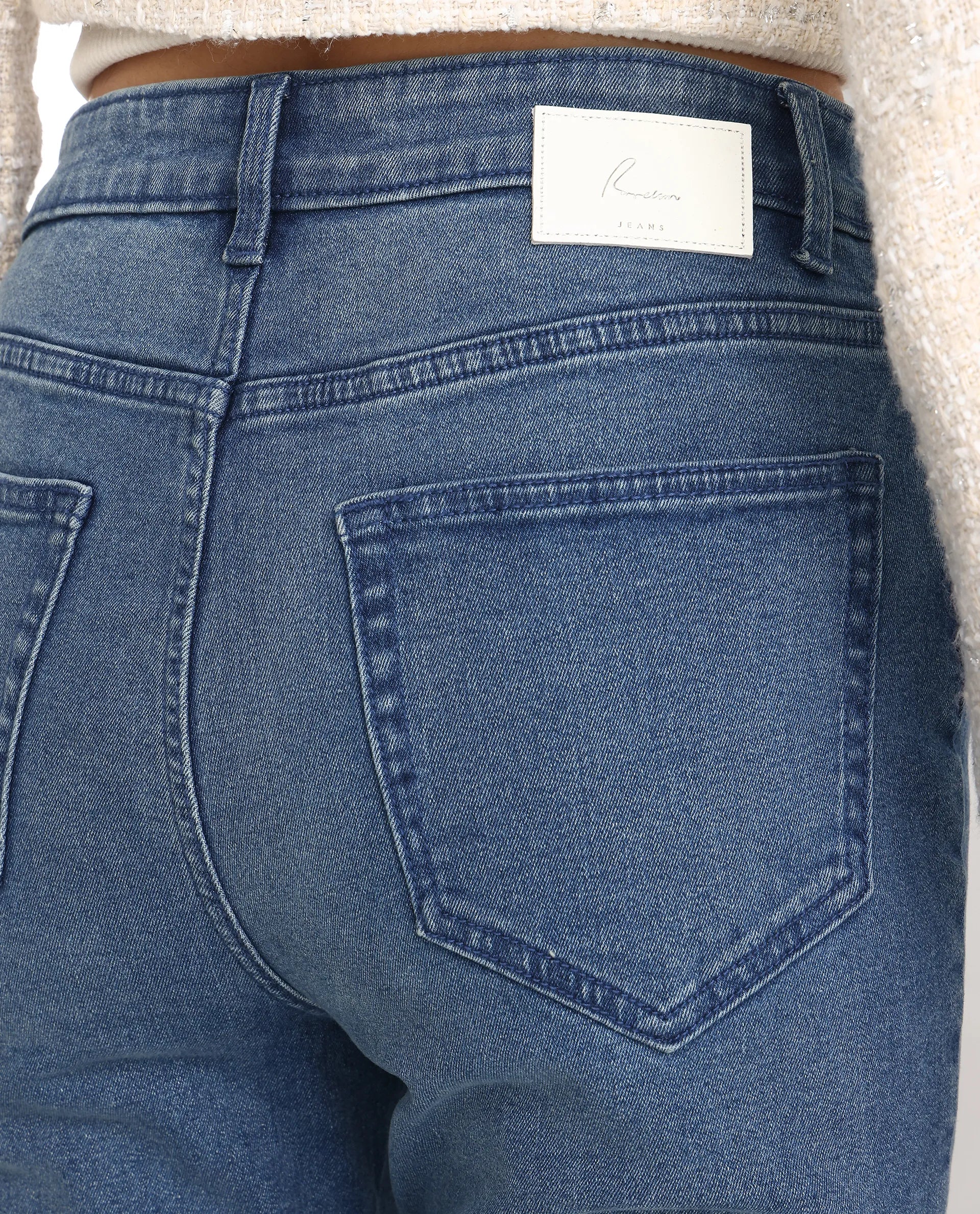 Rareism Women's Zinga Blue Cotton Blend Plain Ankle Length Skinny Fit Jeans - Image 5